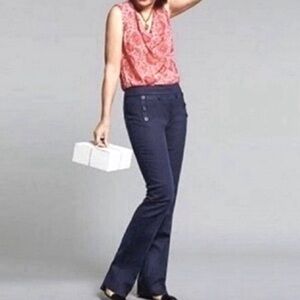 CAbi Navy Button-Accent Sailor Pants